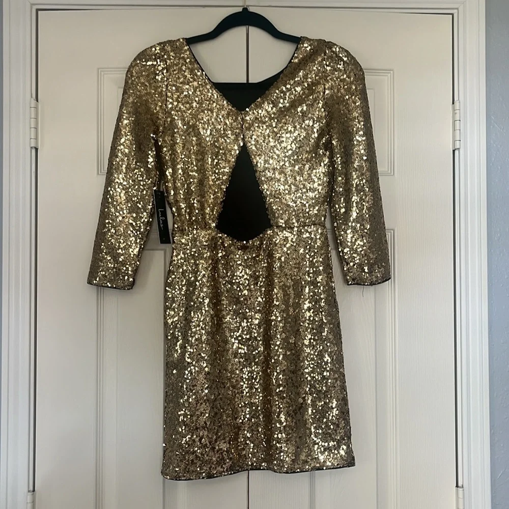 Lulus Gold Sequin Dress - Picture 3 of 4